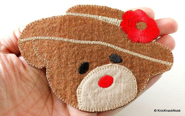 1 x Brown Bear Embroidered Applique Patch